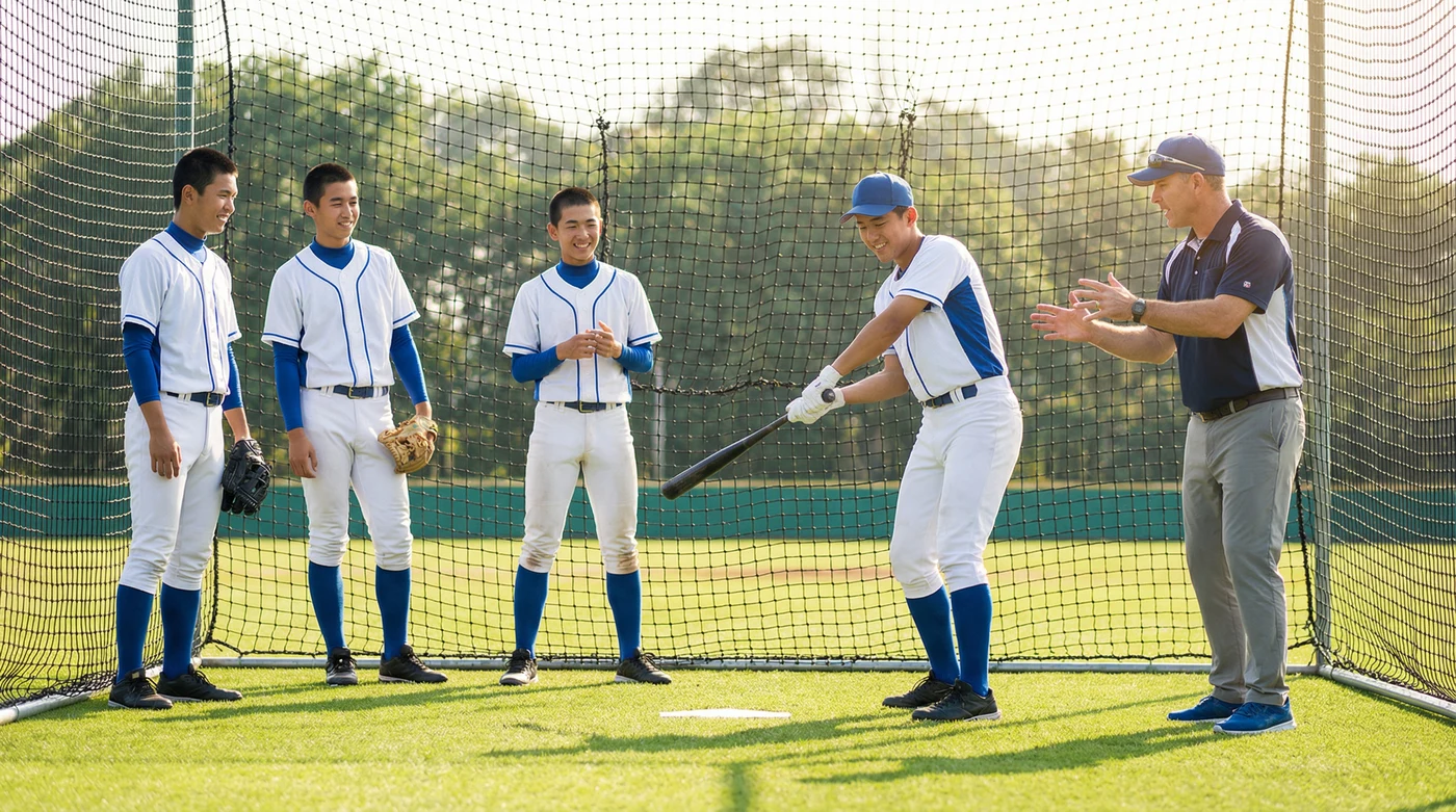 青少年棒球训练营教学指导现场
